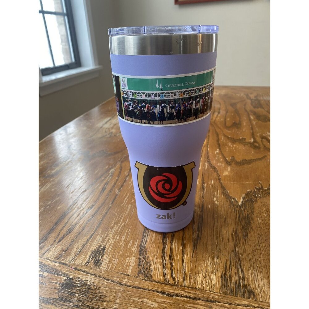 Kentucky Derby Churchill Downs Zak! 30 Oz Purple Insulated Tumbler With Lid & Ho